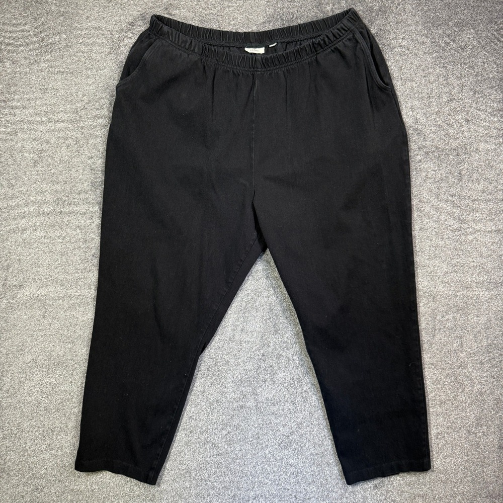 LL Bean Pants Womens Black Elastic Waist Knit Tapered Leg Pants Pockets